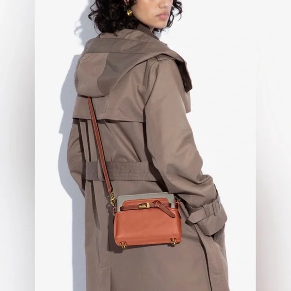 SOLD LIVE Coach 1941 - 2022 Peach & Brown Glove-tanned Leather Crossbody - Picture 8 of 16